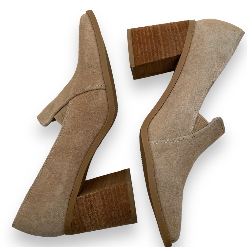 Joie Taupe Suede Block Heel Pumps